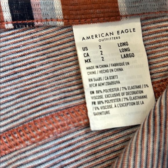 American Eagle High Rise Striped Pants Orange White Black Size 2 - Picture 6 of 8